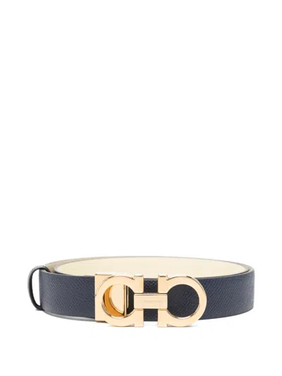 Pre-owned Ferragamo Gancini Reversible Belt In Blue