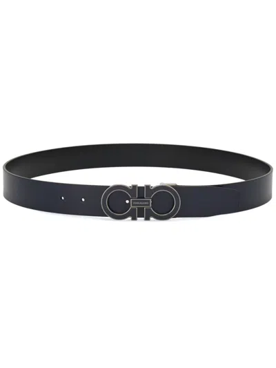 Ferragamo Gancini Reversible Belt In Blue