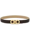 Ferragamo Gancio Contour Reversible Leather Belt In Brown