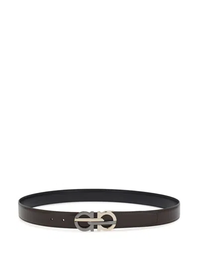 Ferragamo Gancini Reversible Belt In Brown
