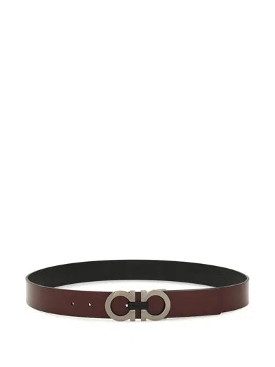 Ferragamo Gancini Reversible Belt In Brown