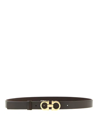 Ferragamo Gancini Reversible Belt In Blue