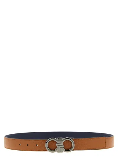 Ferragamo 'gancini' Reversible Belt In Brown