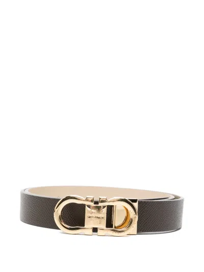 Pre-owned Ferragamo Gancini Reversible Belt In Brown