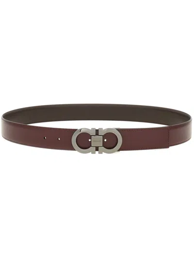 Ferragamo Gancini Reversible Belt In Brown
