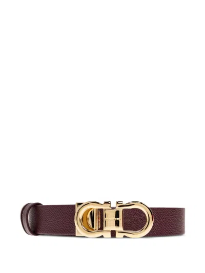 Ferragamo Gancini Reversible Belt In Burgundy