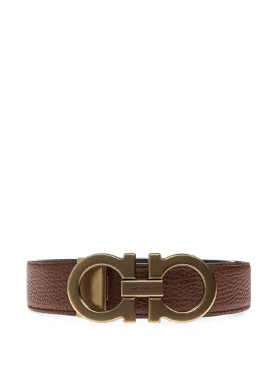 Ferragamo Gancini Reversible Belt In Gold