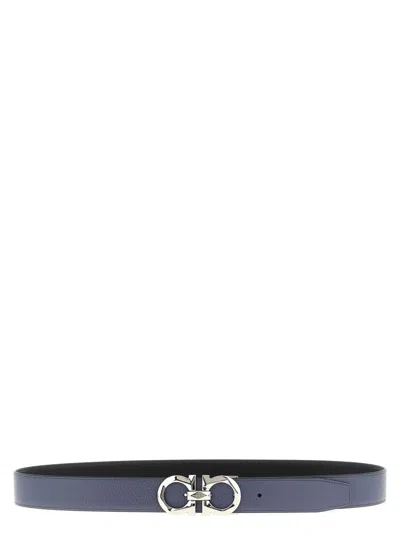 Ferragamo Multicolor Gancini Reversible Belt In Blue