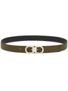 Ferragamo Gancini Reversible Belt In Green
