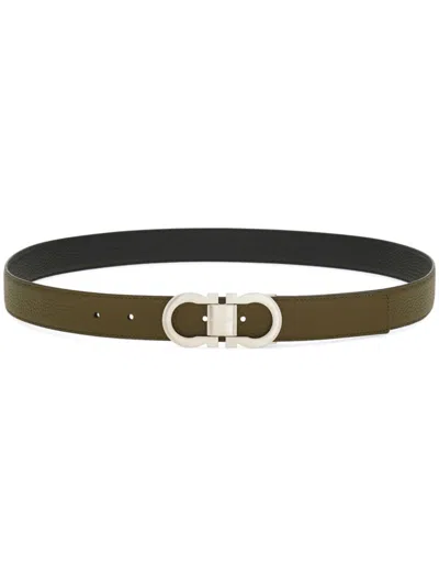 Ferragamo Gancini Reversible Belt In Grey