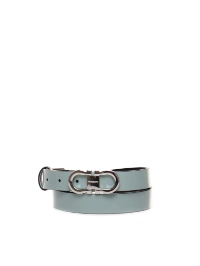 Ferragamo Gancini Reversible Belt In Calfskin In Green