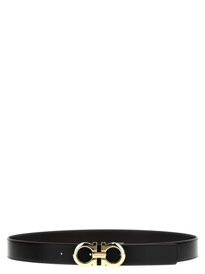 Ferragamo Gancini Reversible Belt In Black