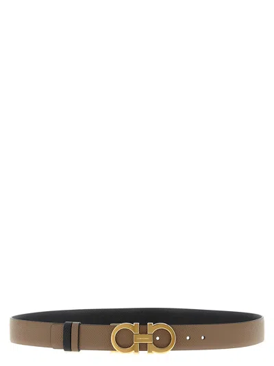 Ferragamo Gancini Reversible Belt In Brown