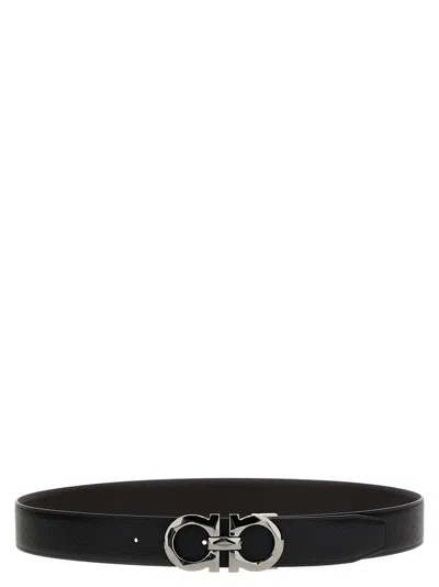 Ferragamo Gancini Reversible Belt In Black