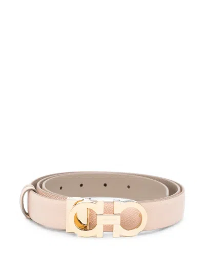 Ferragamo Light Pink Textured Reversible Belt