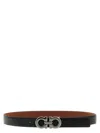 Ferragamo Black Gancini Reversible Belt In Red