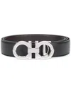 Ferragamo Reversible Belt With Polished Gancini Buckle