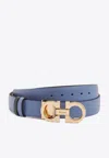 Ferragamo Gancini Reversible Buckle Belt In Blue