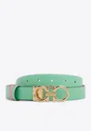 Ferragamo Gancini Reversible Buckle Belt In Green