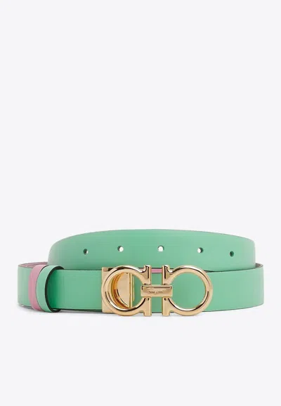 Ferragamo Gancini Reversible Buckle Belt In Green