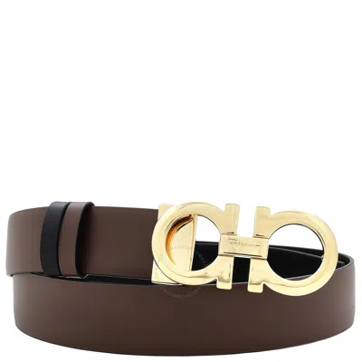 Ferragamo Gancini Reversible Calfskin Belt In Green
