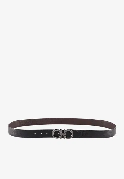FERRAGAMO GANCINI REVERSIBLE GRAINED LEATHER BELT