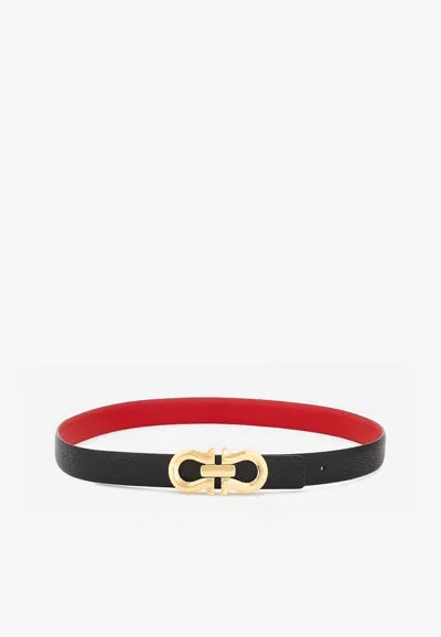 Ferragamo Belts In Nero/flame Red