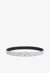 Ferragamo Gancini Reversible Grained Leather Belt In Lavender