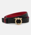 Ferragamo Adjustable And Reversible Gancini Belt In Black