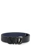 Ferragamo Gancini Reversible Leather Belt In Black