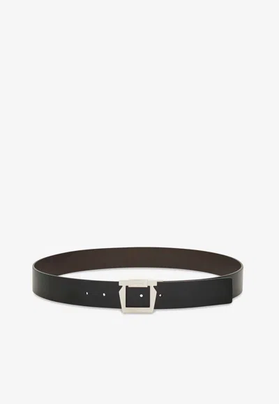 Ferragamo Gancini Reversible Leather Belt In Black