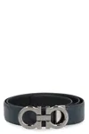 Ferragamo Gancini Reversible Leather Belt In Blue