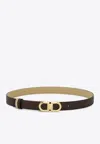 Ferragamo Gancini Reversible Leather Belt In Brown