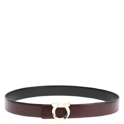 Ferragamo Gancini Reversible Leather Belt In Brown
