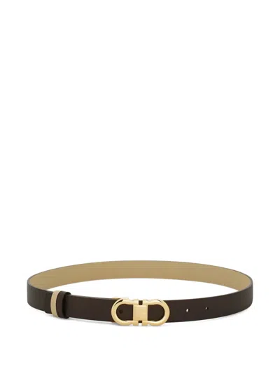 Ferragamo Gancini Reversible Leather Belt In Black