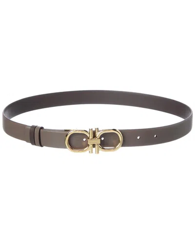 Ferragamo Gancini Reversible Leather Belt In Brown