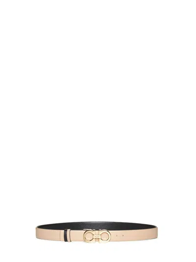 Ferragamo Gancini Reversible Leather Belt By  In Neutral
