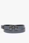 Ferragamo Gancini Reversible Leather Belt In Gray