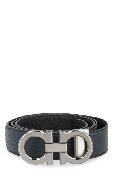 Ferragamo Gancini Reversible Leather Belt In Green
