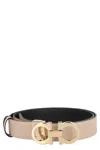 Ferragamo Gancini Reversible Leather Belt In Neutral
