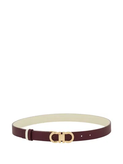 Ferragamo Gancini Reversible Leather Belt In Red