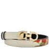 Ferragamo Gancini Reversible Leather Belt In White