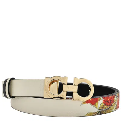 Ferragamo Gancini Reversible Leather Belt In White