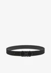 Ferragamo Adjustable Geometric Pattern Reversible Belt In Black