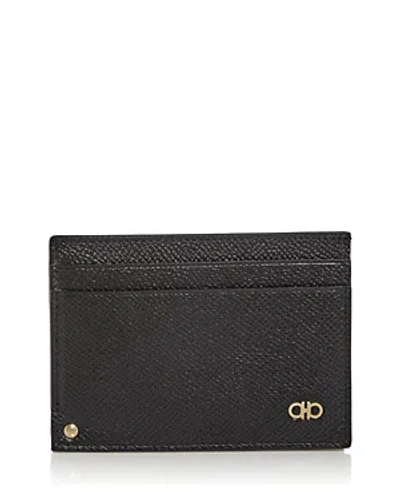 Ferragamo Gancini Revival Leather Id Window Card Case In Nero