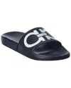 Ferragamo Gancini-print Open-toe Slides In Black