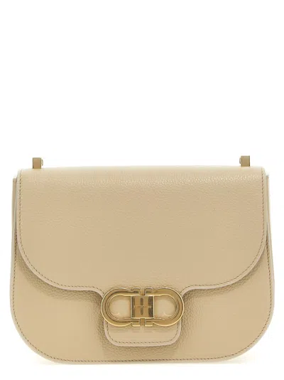 Ferragamo Gancini S Crossbody Bag In Beige