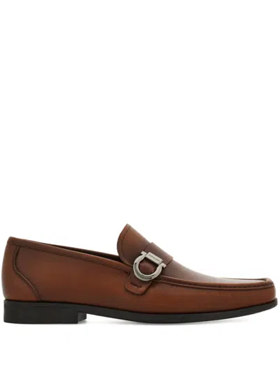 Ferragamo Loafer With Gancini Detail In Brown