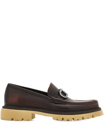Ferragamo Moccasin With Gancini Ornament In Brown