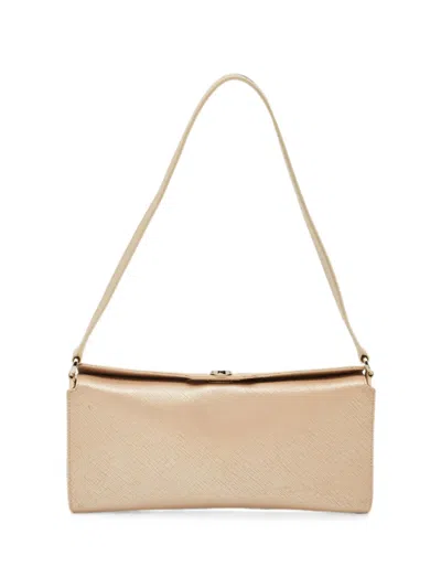 Pre-owned Ferragamo Gancini Saffiano Clutch Bag In Neutral